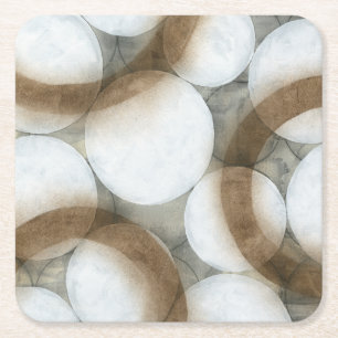 Dessous De Verre Carré Globes blancs et cercles Brown