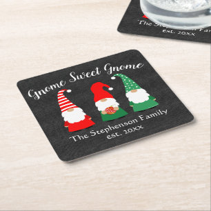 Dessous De Verre Carré Gnomes de Noël Cute Holiday Personnalisé