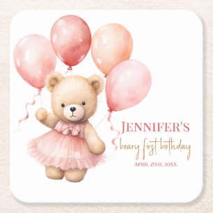 Dessous De Verre Carré Gobelets en papier pour le premier anniversaire –