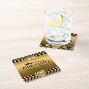Dessous De Verre Carré Gold 50th Wedding Anniversary