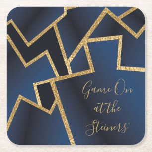 Dessous De Verre Carré Gold Blue Dreidels