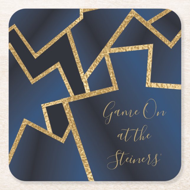 Dessous De Verre Carré Gold Blue Dreidels (Devant)