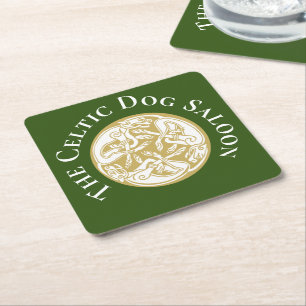 Dessous De Verre Carré Gold Celtic Chien Trio Personnalisé
