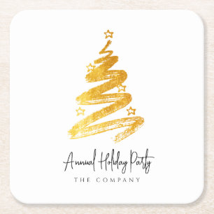 Dessous De Verre Carré Gold Christmas Tree Fête