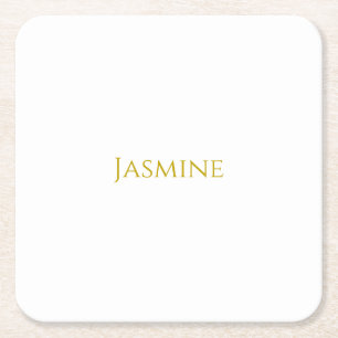 Dessous De Verre Carré Gold Color Plain Minimalist Nom professionnel