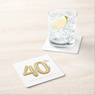 Dessous De Verre Carré Gold Quarty 40e anniversaire Balloon Party