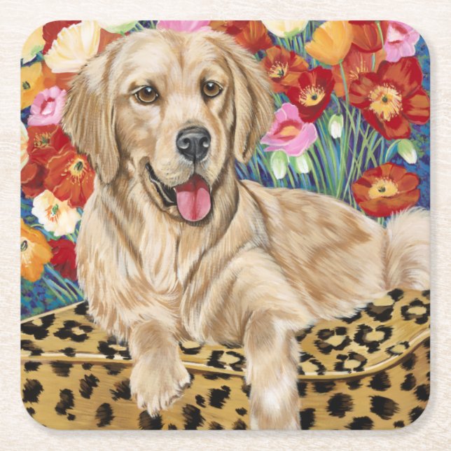 Dessous De Verre Carré Golden Boy Retriever (Devant)