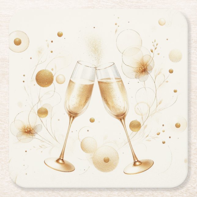 Dessous De Verre Carré Golden Bubbles Coasters (Devant)