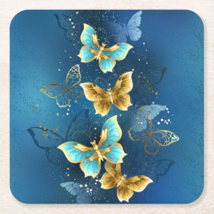 Dessous De Verre Carré Golden butterflies