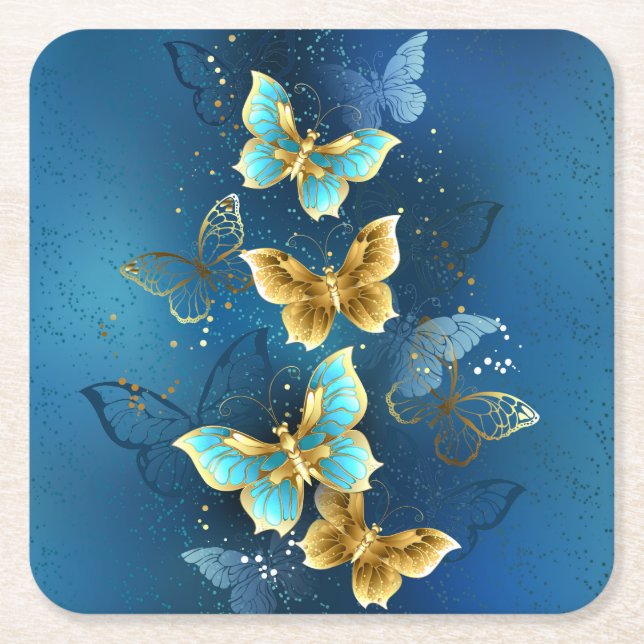 Dessous De Verre Carré Golden butterflies (Devant)