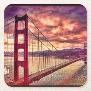 Dessous De Verre Carré Golden gate bridge à San Francisco, la Californie