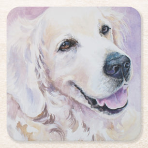 Dessous De Verre Carré Golden retriever