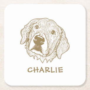 Dessous De Verre Carré Golden Retriever Chien Personnalisé