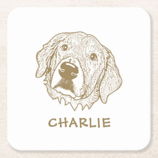 Dessous De Verre Carré Golden Retriever Chien Personnalisé