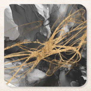 Dessous De Verre Carré Golden Vortex I