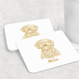Dessous De Verre Carré Goldendoodle Chien Dessin Personnalisé À La Main