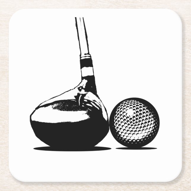 Dessous De Verre Carré Golf Ball et Club (Devant)