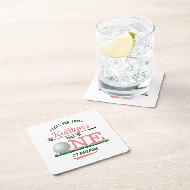 Dessous De Verre Carré Golf PAR-TEE 1er anniversaire (En situation)