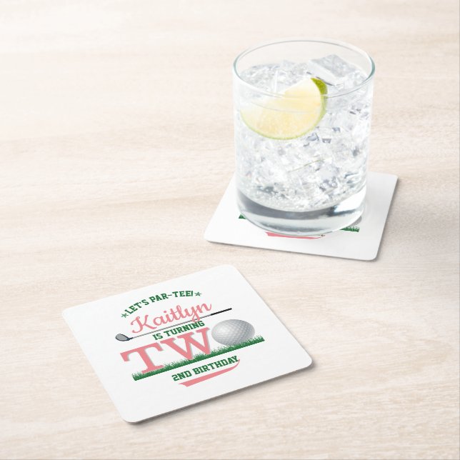 Dessous De Verre Carré Golf PAR-TEE 2e anniversaire (En situation)