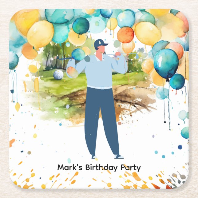 Dessous De Verre Carré Golfer Partons Tee pour la fête (Devant)
