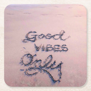 Dessous De Verre Carré Good Vibes Only Beach et Sable