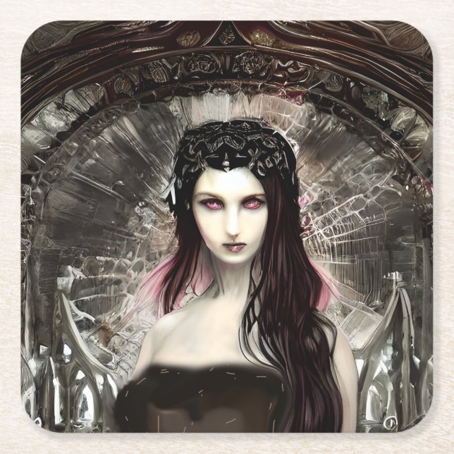 Dessous De Verre Carré Gothique Steampunk Fallen Angel AI Art (Devant)