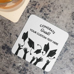 Dessous De Verre Carré Graduation Caps Toss Congrats Moderne Grad Custom