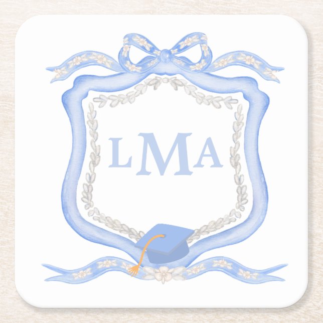 Dessous De Verre Carré Graduation du monogramme de Preppy Wedgewood (Devant)