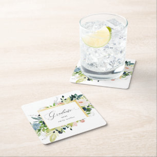 Dessous De Verre Carré Graduation Florale Bleue De Minuit