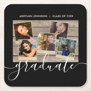 Dessous De Verre Carré Graduation Photo Collage Black Félicats Personnali