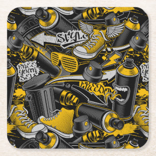 Dessous De Verre Carré Graffiti urbain Motif de rue