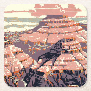 Dessous De Verre Carré Grand Canyon Western Graphic Art American