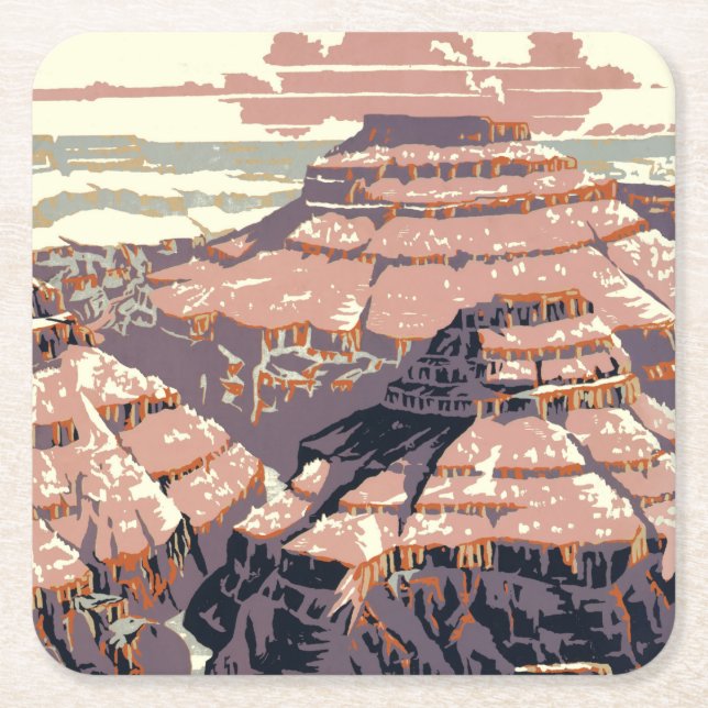 Dessous De Verre Carré Grand Canyon Western Graphic Art American (Devant)
