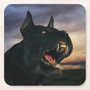 Dessous De Verre Carré Grand chien noir
