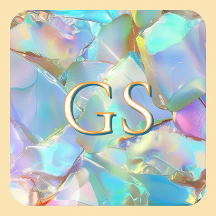 Dessous De Verre Carré Grand monogramme ou nom sur Opal