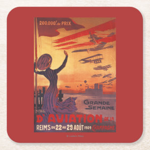 Dessous De Verre Carré Grande semaine d'aviation - affiche de ondulation