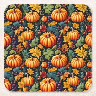 Dessous De Verre Carré Grandes et petites citrouilles d'automne