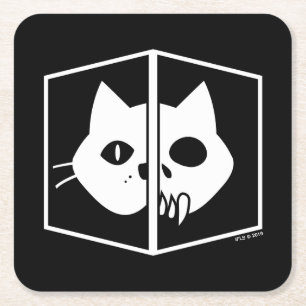 Dessous De Verre Carré Graphique de chat de Schrödinger