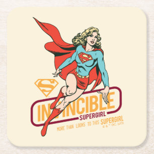 Dessous De Verre Carré Graphique rétro-invincible Supergirl