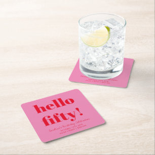 Dessous De Verre Carré Gras rose et rouge moderne 50e anniversaire Person