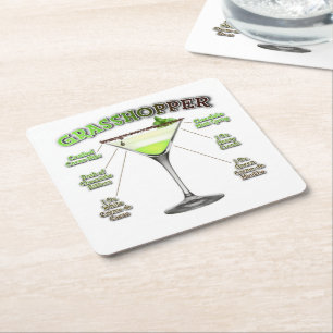 Dessous De Verre Carré GRASSHOPPER Cocktail Recette Art