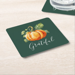Dessous De Verre Carré Gratuit Thanksgiving Citrouille Green