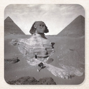 Dessous De Verre Carré Great Sphinx & Gizeh Pyramides Necropolis Egypte