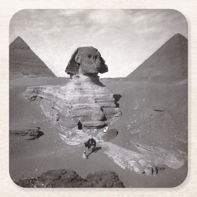 Dessous De Verre Carré Great Sphinx & Gizeh Pyramides Necropolis Egypte (Devant)