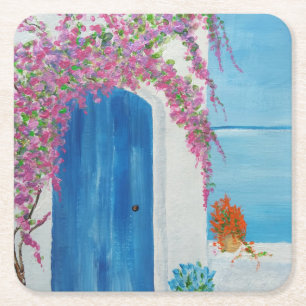 Dessous De Verre Carré Greek Blue