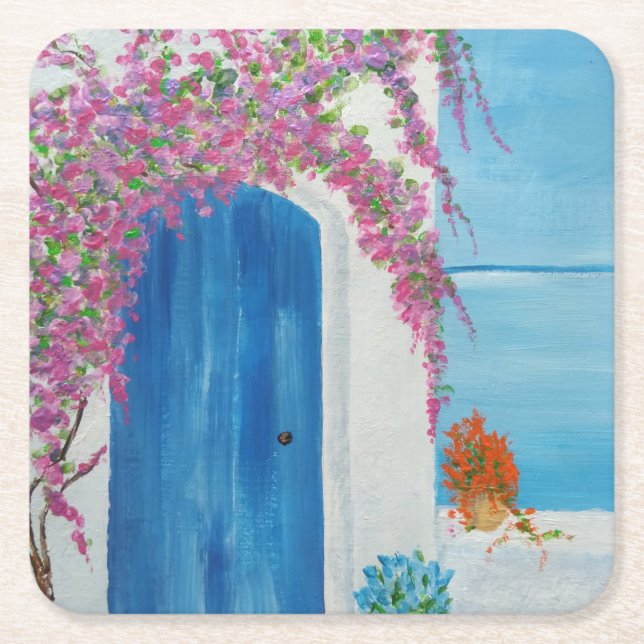 Dessous De Verre Carré Greek Blue (Devant)