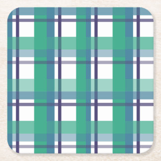Dessous De Verre Carré Green And Purple Tartan Pattern