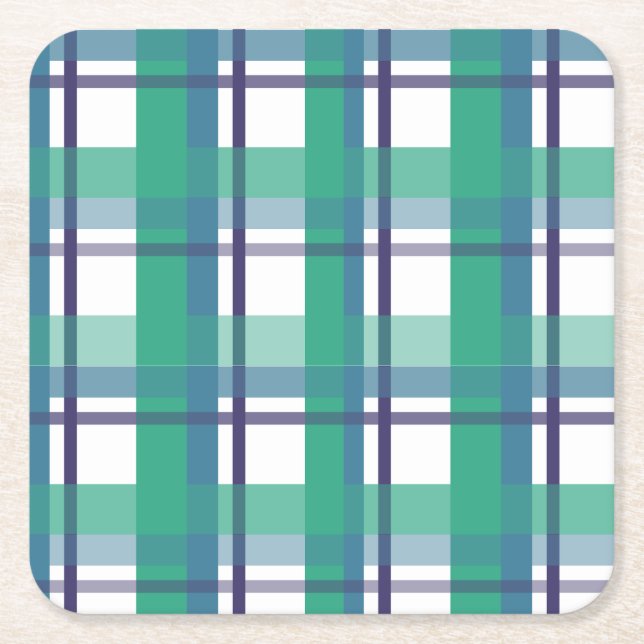 Dessous De Verre Carré Green And Purple Tartan Pattern (Devant)