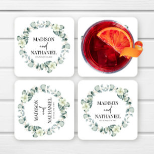 Dessous De Verre Carré Green Eucalyptus Feuille Verdure Mariage botanique