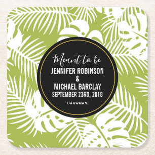 Dessous De Verre Carré Green Palm Leaves Rainforest Pattern
